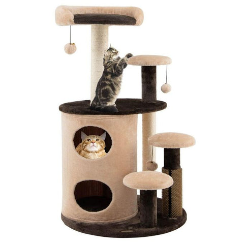 Arbre À Chat 102 cm Plateforme Chaton 5 Niveaux Niches 3 Boules Griffoir Sisal