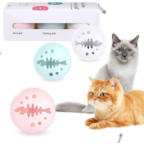 3 boules creuses en os de poisson pour chaton