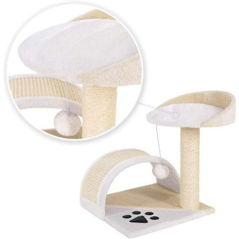 Lion Arbre à Chat Arbre à Grimper Griffoir pour Chat Hauteur 45 cm, Beige/Blanc