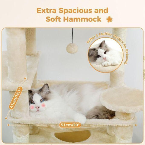 Grand arbre à chat pour grands chats, condo pour chat avec griffoirs et coussinets recouverts de sisal