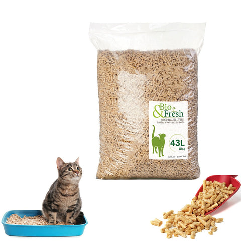 Litière extra absorbante bio  en bois pour chat 43L(10kg)
