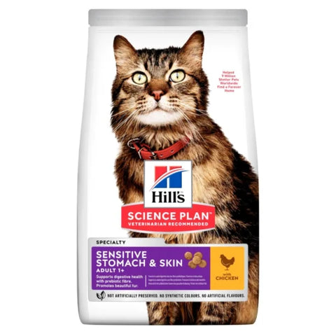 Hill’s Science Plan Sensitive Stomach & Skin Aliment pour Chat Adulte au poulet (1.5kg)