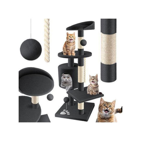 Lion Arbre à Chat à escalader, avec Troncs en sisal, Stable, avec Niche, balles et Corde de Jeu, Hauteur 112 cm,