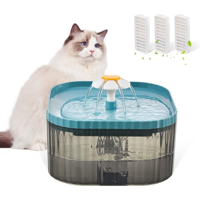 distributeur d'eau ultra silencieux pour animaux de compagnie avec pompe intelligente et 3 filtres de remplacement,