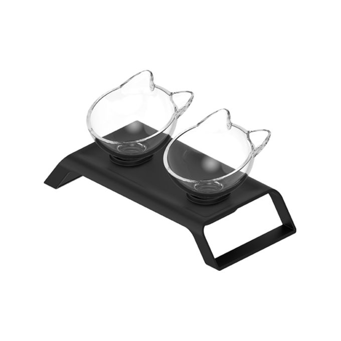 Double gamelle en hauteur – forme de chat 200 ml x 2