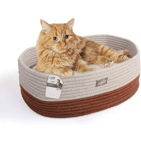 Lit oval pour chat beige marron