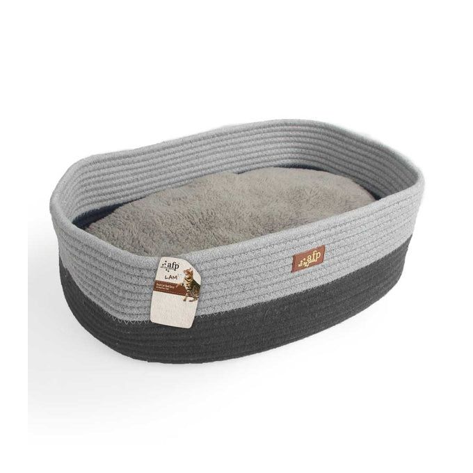 Lit oval pour chat gris