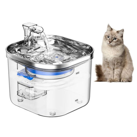 Fontaine à eau pour chat semi-en acier inoxydable 2L