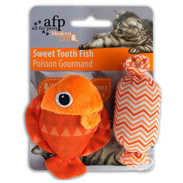 Jouet Poisson et petite balle catnip orange