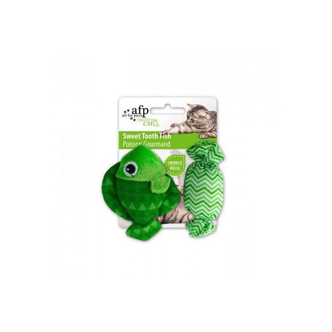Jouet Poisson et petite balle catnip vert
