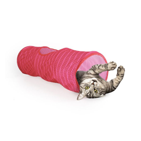 Tunnel pour chat 70 cm rose