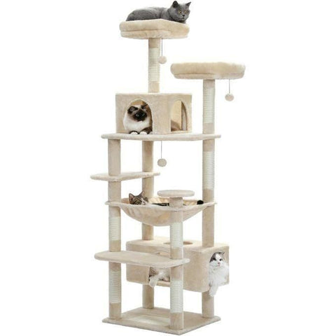 Grand arbre à chat pour grands chats, condo pour chat avec griffoirs et coussinets recouverts de sisal