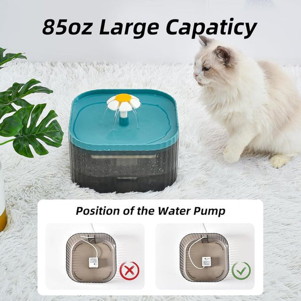 distributeur d'eau ultra silencieux pour animaux de compagnie avec pompe intelligente et 3 filtres de remplacement,