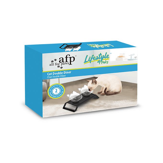 Double gamelle en hauteur – forme de chat 200 ml x 2