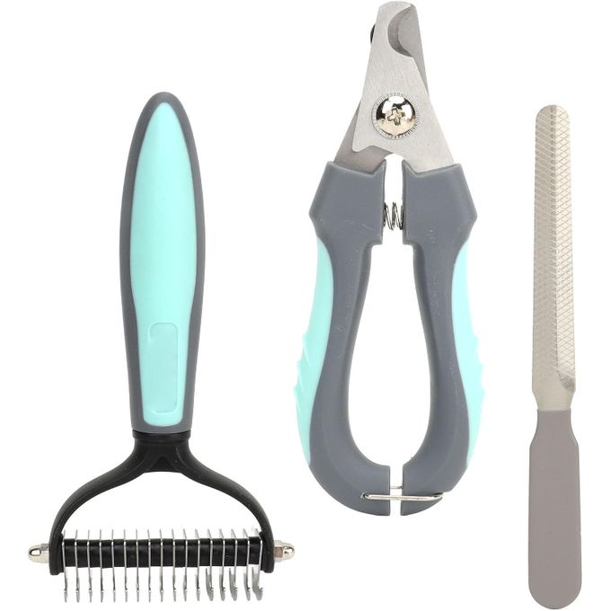 Peigne râteau/ lime double face/ coupe-ongles pour animaux de compagnie