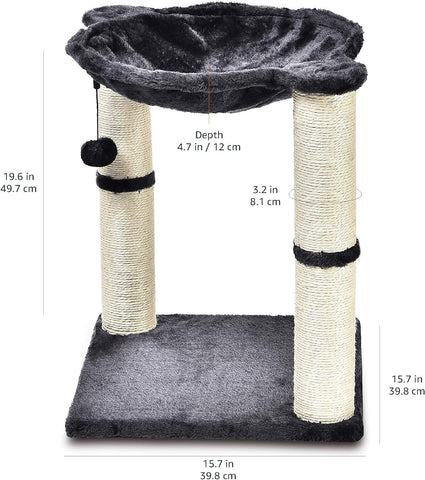 Basics Arbre à chat en forme de tour avec abri, lit hamac et griffoir