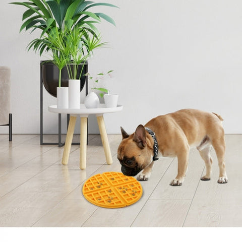 Tapis à lécher en forme de gaufre pour chien