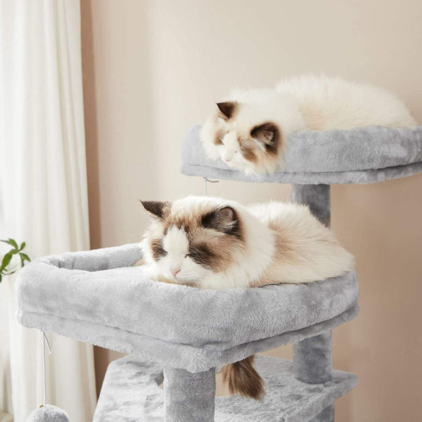 Animalux Arbre à chat 140 cm – 2 plateformes, hamac, niche, griffoirs et escalier multi-niveaux