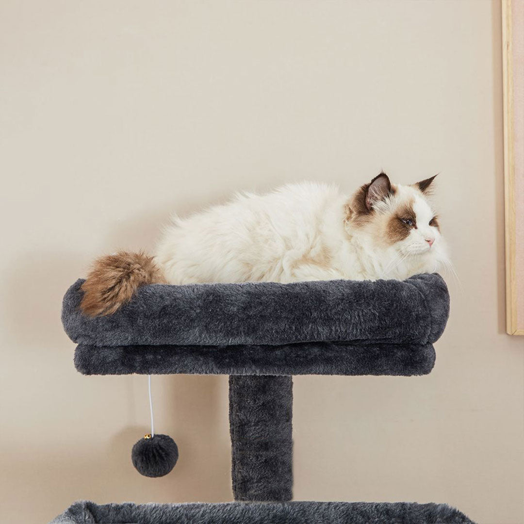 Animalux Arbre à chat 140 cm – 2 plateformes, hamac, niche, griffoirs et escalier multi-niveaux