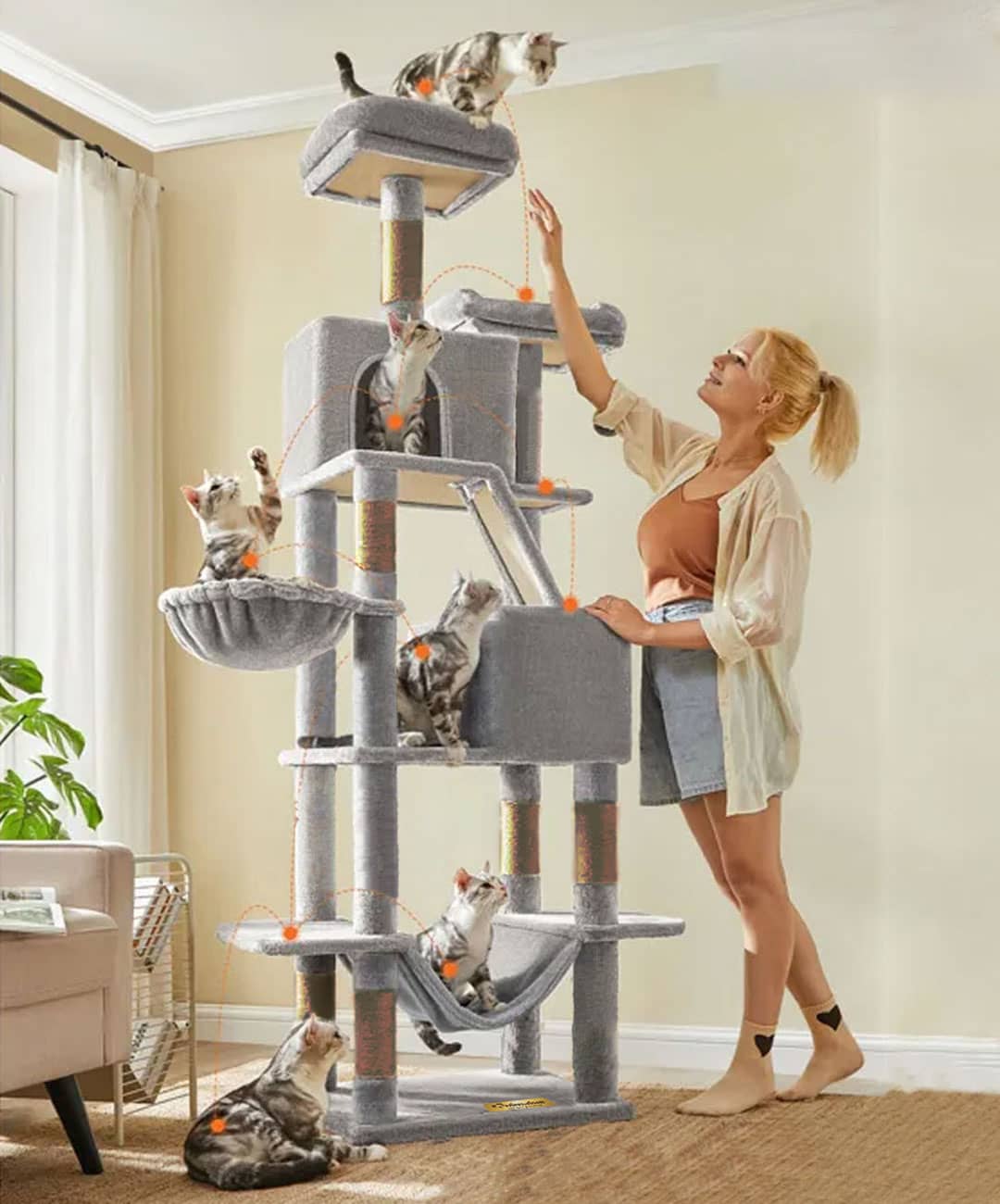 Arbre à Chat Multi-Niveaux – 186 cm