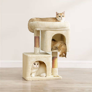 Arbre à chat de luxe en bois naturel – 80 cm - Beige - ECO