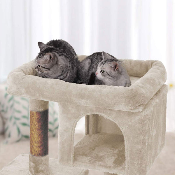 Arbre à chat de luxe en bois naturel – 80 cm-Beige