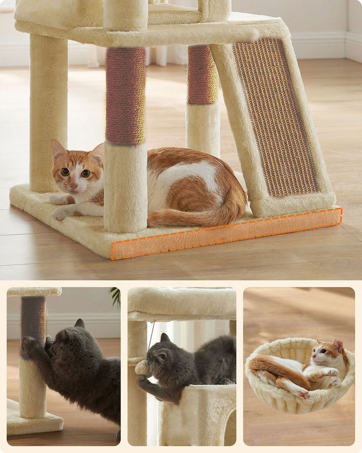 Arbre à chat de luxe avec hamac – 100 cm-Beige