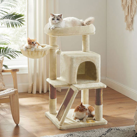 Arbre à chat de luxe avec hamac – 100 cm-Beige