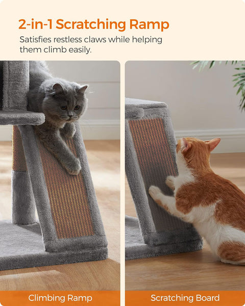Arbre à chat de luxe avec hamac – 100 cm-Gris