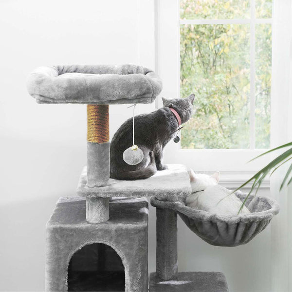 Arbre à chat de luxe en bois naturel – 120 cm-Gris