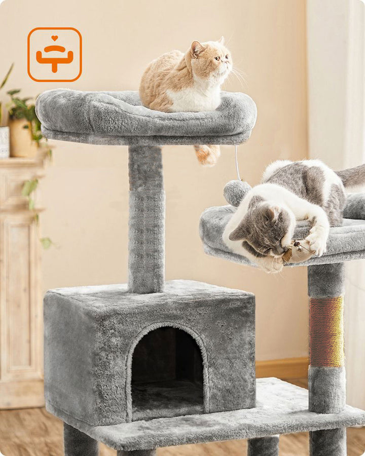 Arbre à chat de luxe en bois naturel – 145 cm-Gris