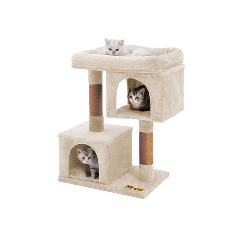Arbre à chat de luxe en bois naturel – 80 cm-Beige