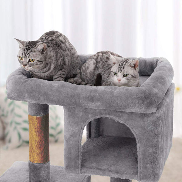 Arbre à chat de luxe en bois naturel – 80 cm-Gris