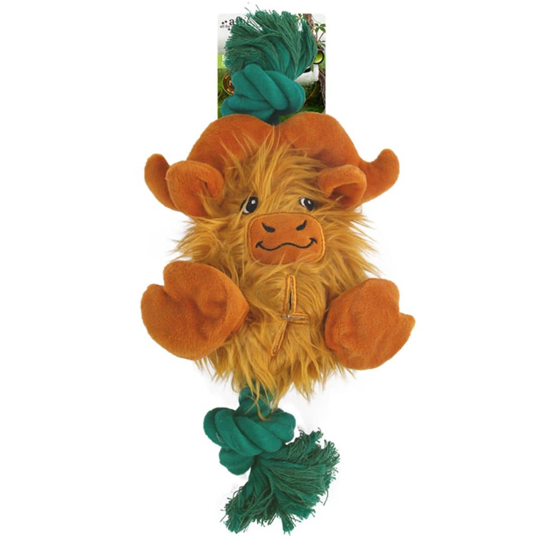 Peluche buffle Big Foot couineur & corde de soie