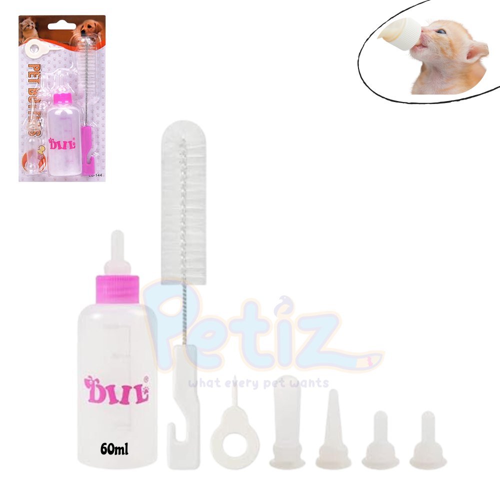 Biberon pour Chaton et Chiot Allaitement avec tétine pour alimentation animaux nouveau-nés 60ml - Petiz