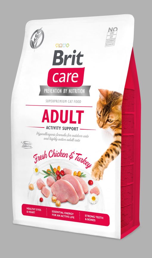 Brit Care Cat  Adult Activity Support – Croquettes Sans Céréales pour Chats Actifs – 2 kg