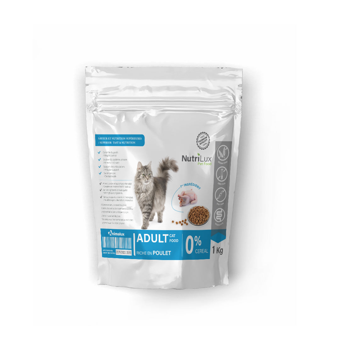 Nutrilux Croquette chat adult  poulet SANS CEREAL 1 KG