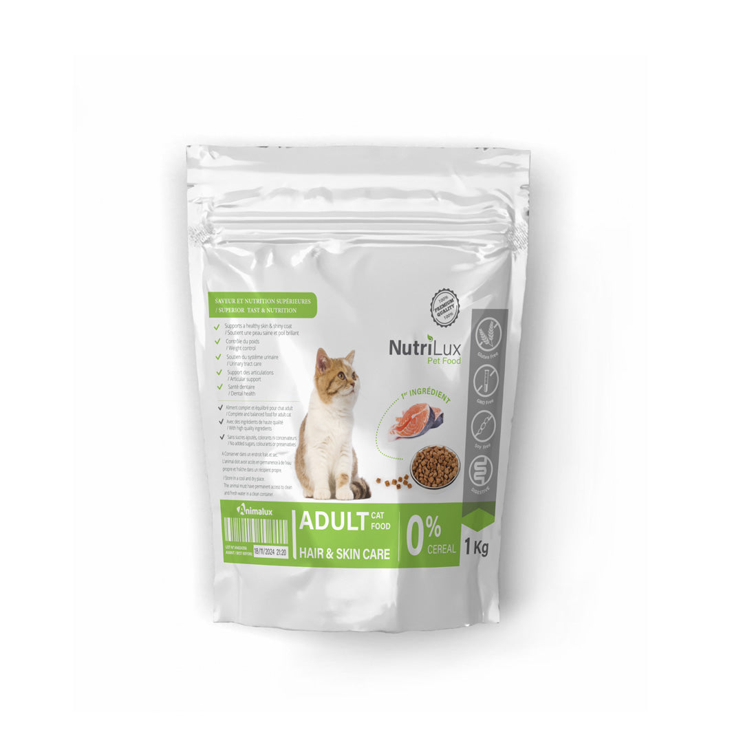 Nutrilux Croquette chat adult HairSkinCare SANS CEREAL 1 KG