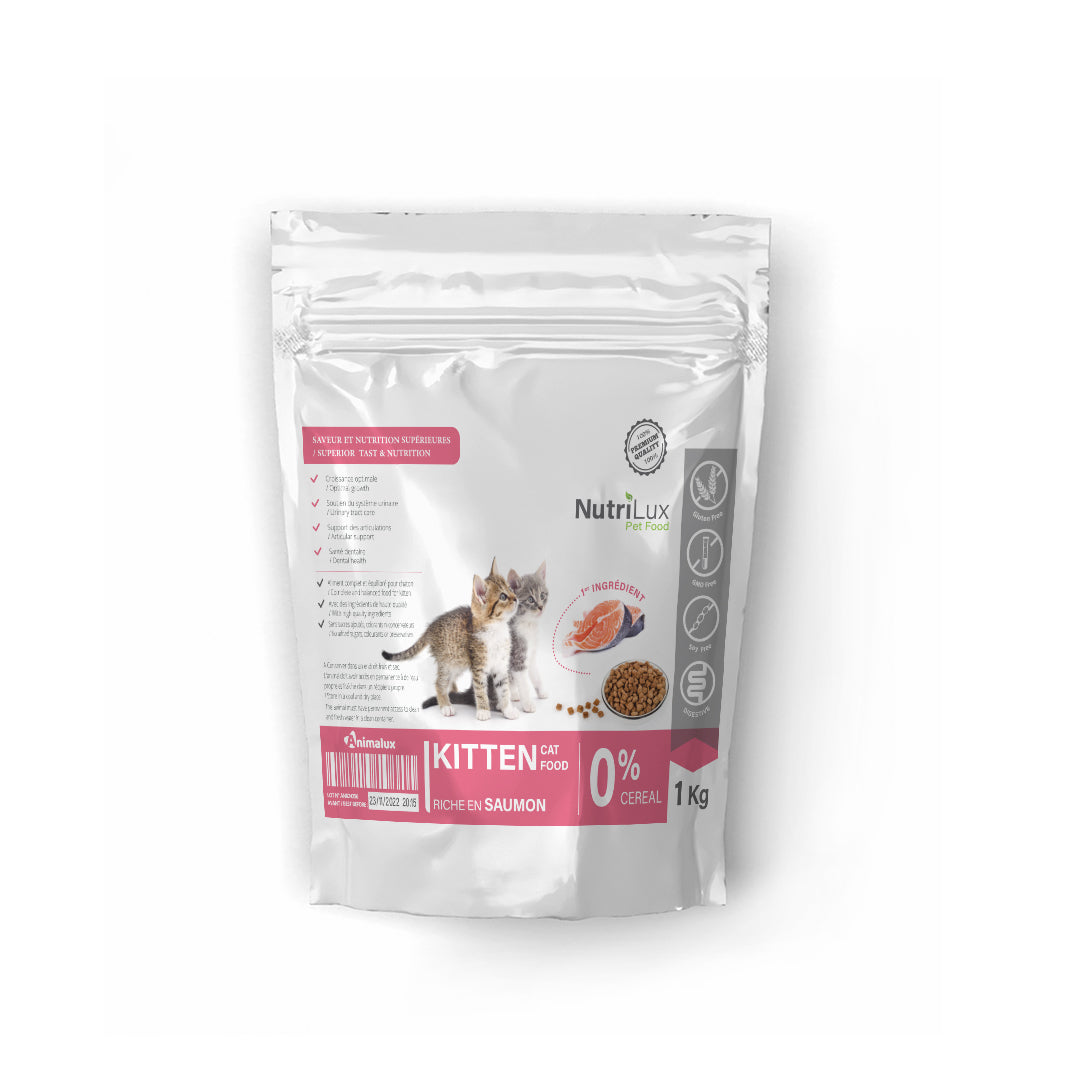 Nutrilux Croquette chat KITTEN SANS CEREAL saumon 1kg