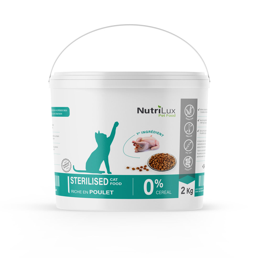 Nutrilux Croquette Chat Sterilised - Poulet - 2 Kg