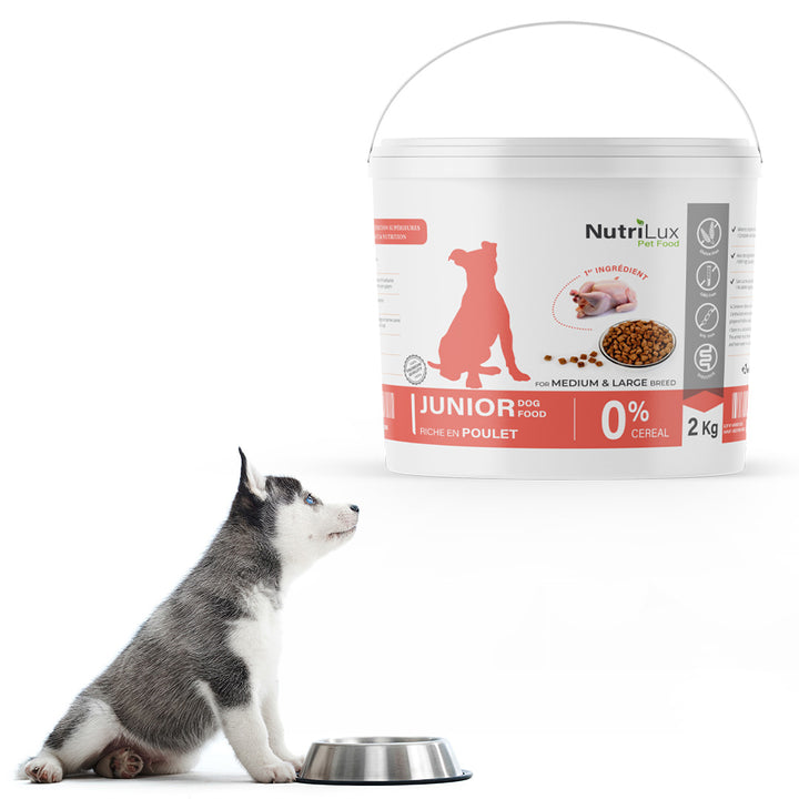Nutrilux Croquettes chien  JUNIOR sans céreal riche en poulet 2kg