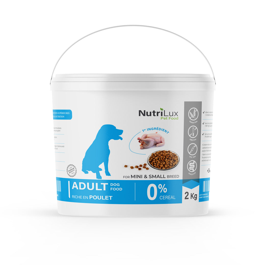Nutrilux Croquettes chien adult sans céreal riche en poulet 2kg