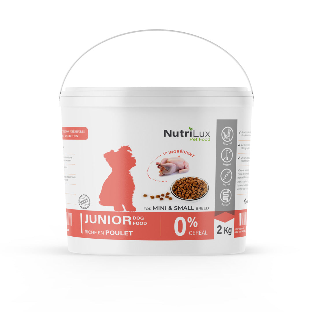 Nutrilux Croquettes chien JUNIOR sans céreal riche en poulet 2kg