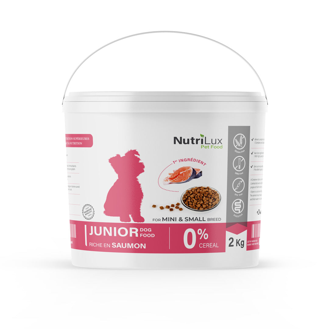 Nutrilux Croquettes chien junior sans céreal riche en saumon 2kg