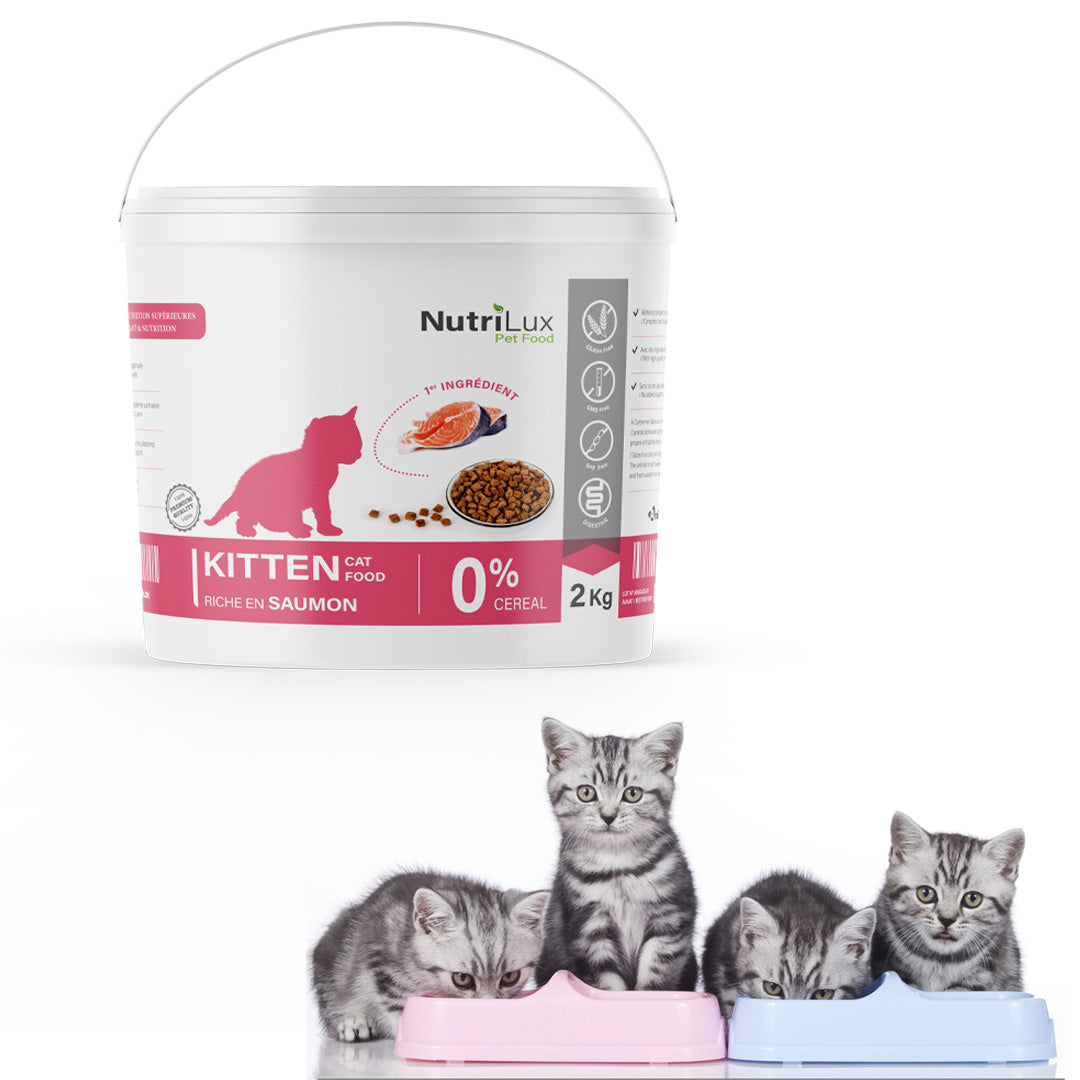 Nutrilux Croquette chat KITTEN SANS CEREAL  riche en saumon 2 KG