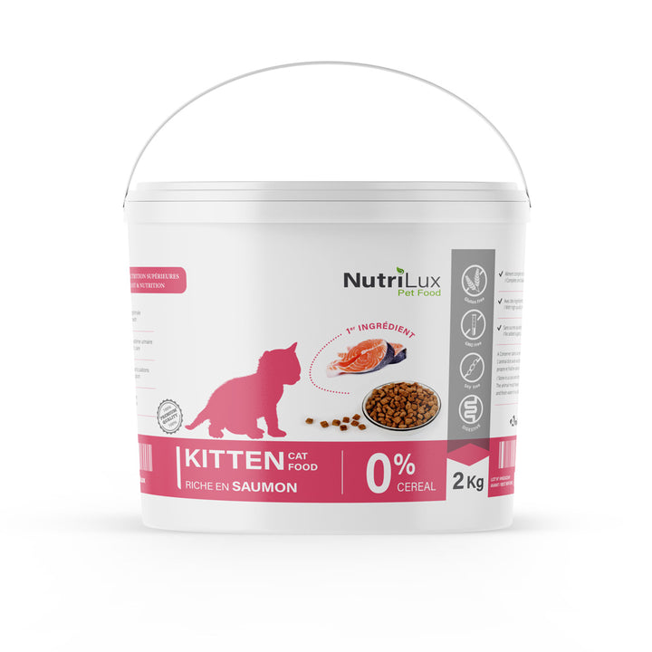 Nutrilux Croquette chat KITTEN SANS CEREAL  riche en saumon 2 KG