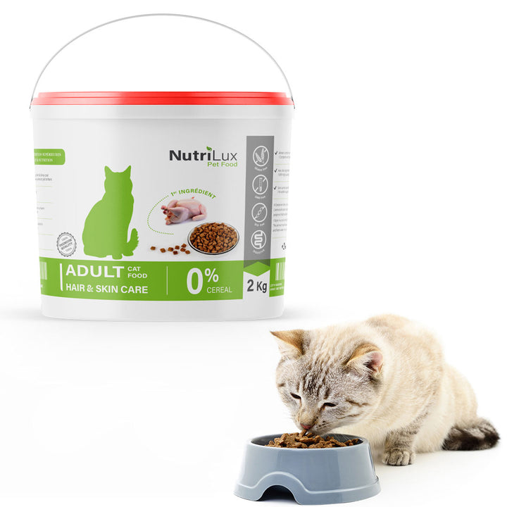 NutriLux Croquettes Chat Hair & Skin Care Poulet 2 kg – 0 % Céréales