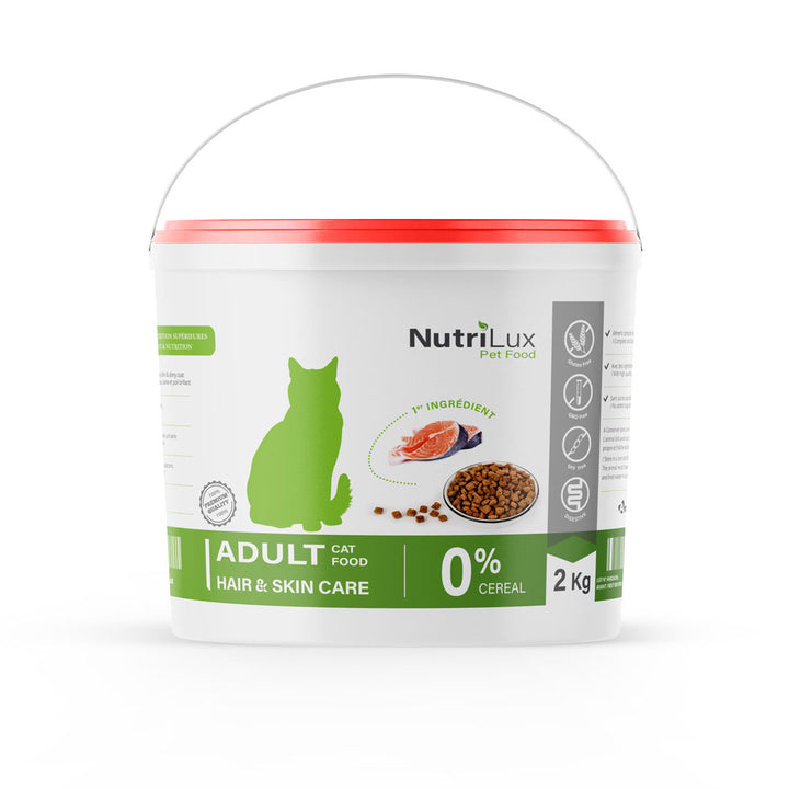 NutriLux Croquettes Chat Hair & Skin Care Saumon 2 kg – 0 % Céréales