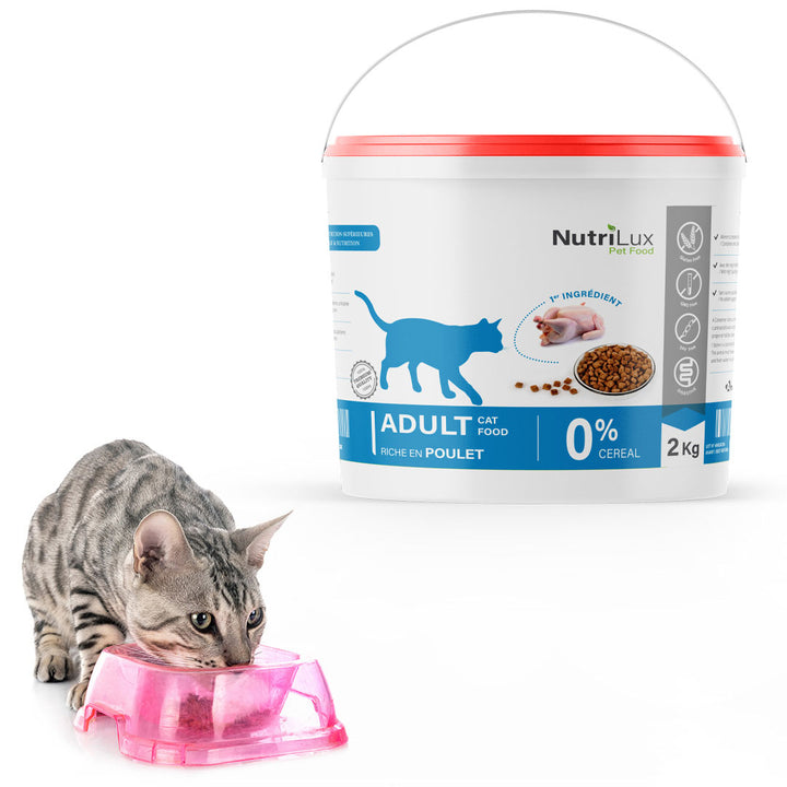 NutriLux Croquettes Chat Adulte Poulet 2 kg – 0 % Céréales