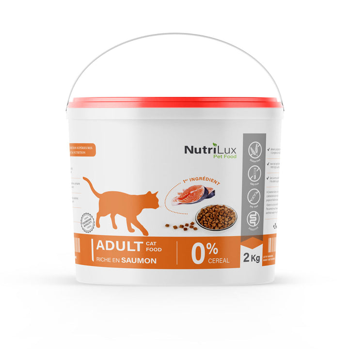 NutriLux Croquettes Chat Adulte Saumon 2 kg – 0 % Céréales
